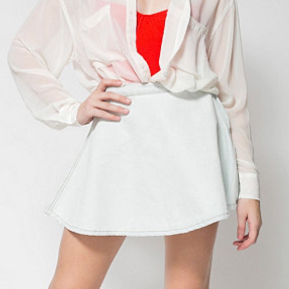 American apparel light wash circle denim skirt